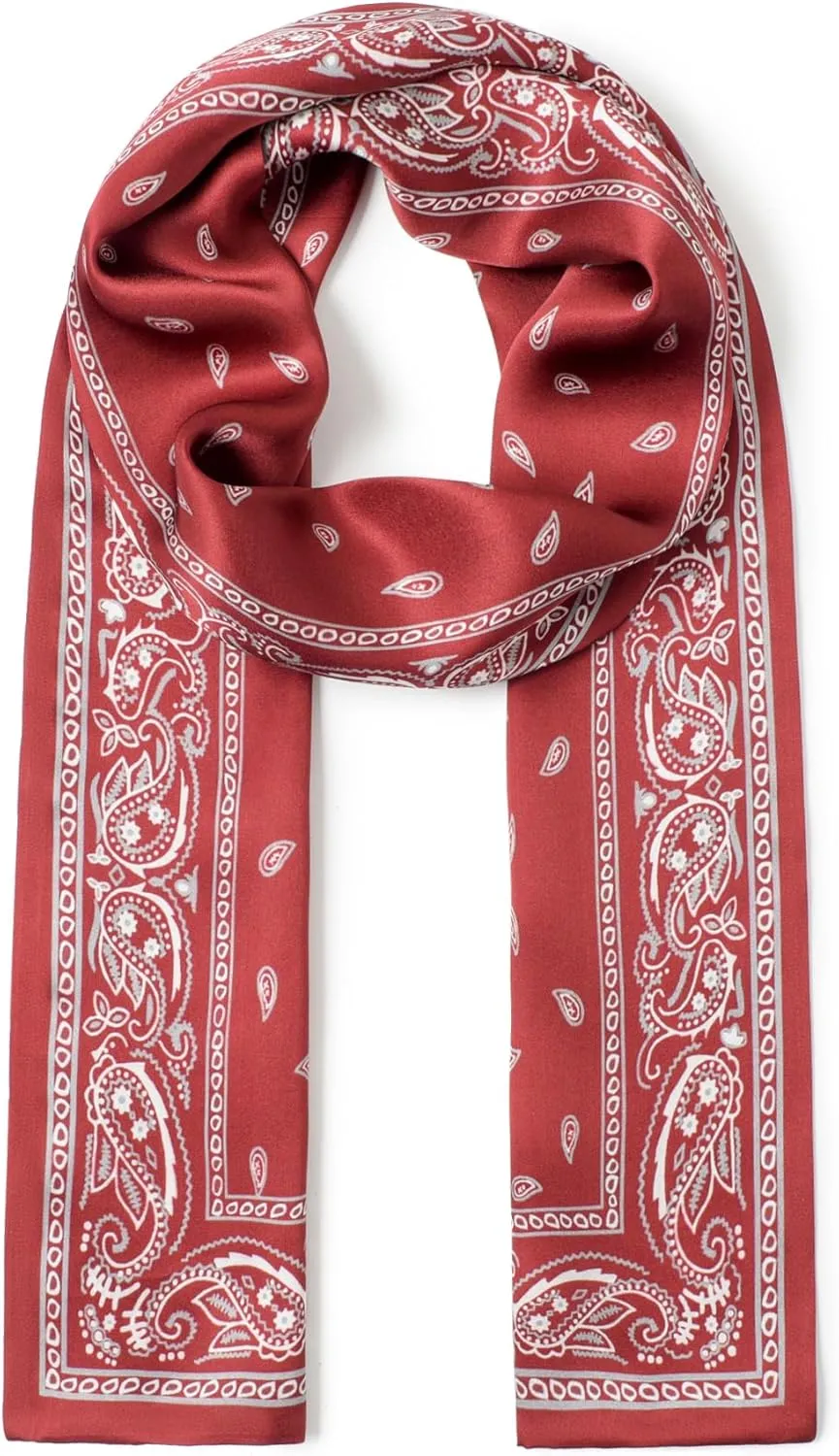 100% Mulberry Silk Scarf - Unisex Skin-Friendly Accessory for All Seasons (59"x7") With Gift Packed