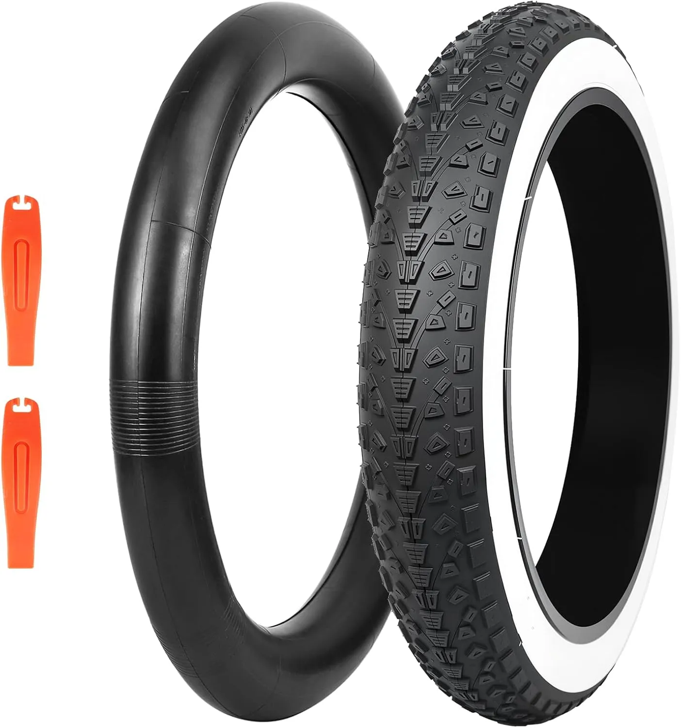 20/24/26x3.0 Electric Bike Tire Fat E-Bike Tires Heavy Duty High-Performance Wear-Resistant Mountain Snow Bicycle Tires/TubesBlack/White Wall