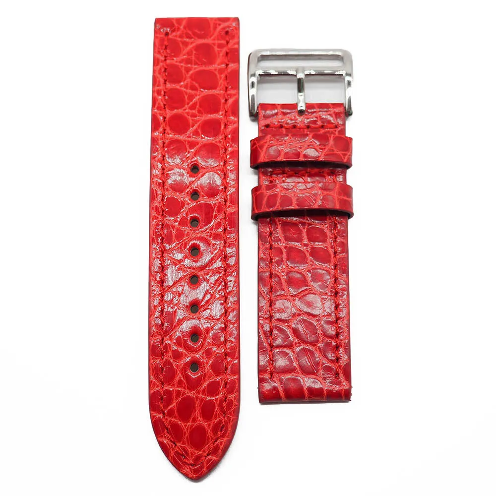 22mm Classic Style Alligator Leather Watch Strap, 9 Colors