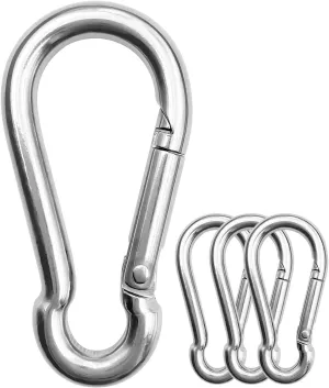 304 Stainless Steel Carabiner 2 inch, 3 inch, 4 inch, 5 Inch.Heavy Duty Carabiner Clips.Stainless Steel Spring Snap Hooks for Camping  Travelling.