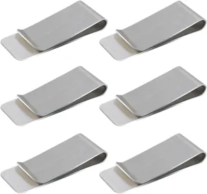 6 Pack Stainless Steel Money Clip Metal Wallet Clip for Men Men's Slim Cash Clip Small Money Clips for Cash and Credit Card Holder Metal Money Clips Minimalist Front Pocket Wallet Clip (Silver)
