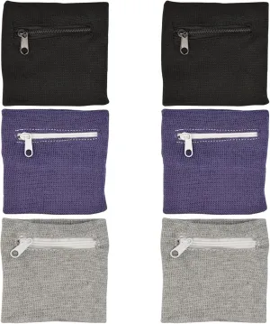 6Pcs Wrist Wallet with Zipper, Cotton Absorb Sweatband Zipper Wrist Pouch for Keys/ID Cards/Cash, Sweat Wristbands Women Men Outdoor for Running/Walking/Basketball/Football/Tennis/Hiking/Workout
