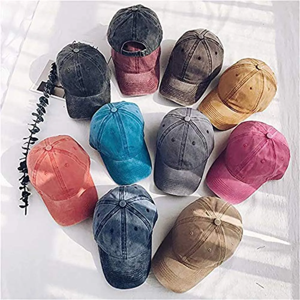 Aedvoouer Men Women Baseball Cap Vintage Washed Distressed Hats Twill Plain Adjustable Dad-Hat