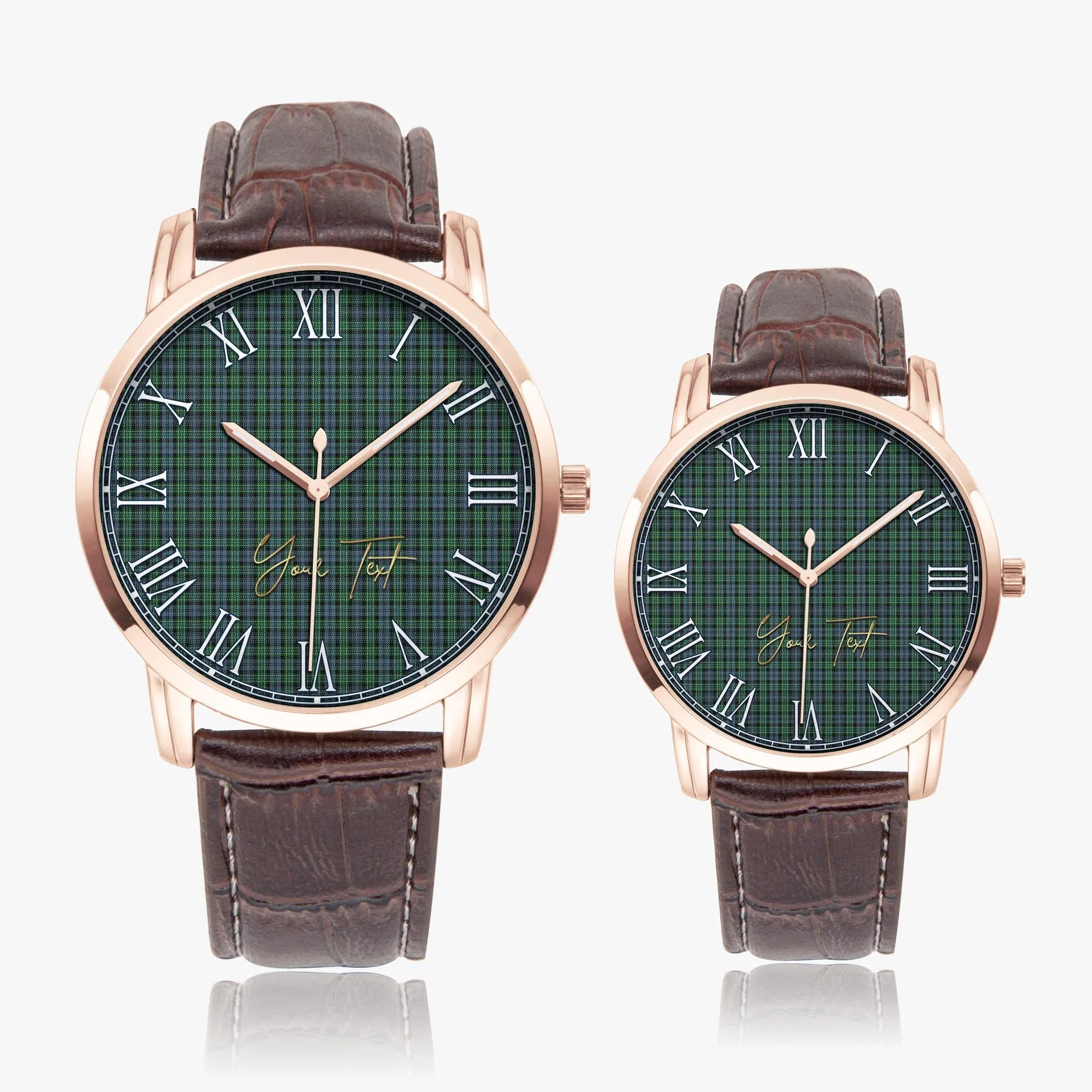 Arbuthnot Tartan Personalized Your Text Leather Trap Quartz Watch