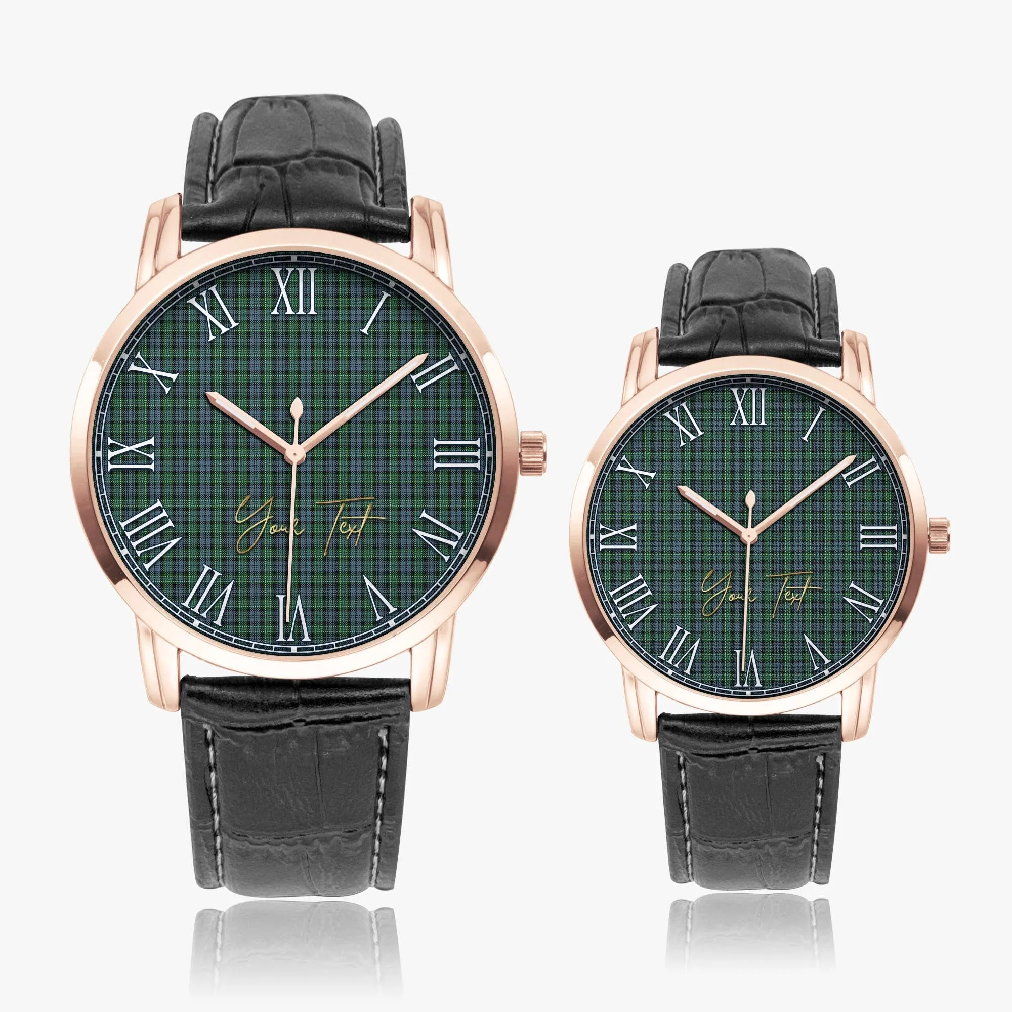 Arbuthnot Tartan Personalized Your Text Leather Trap Quartz Watch