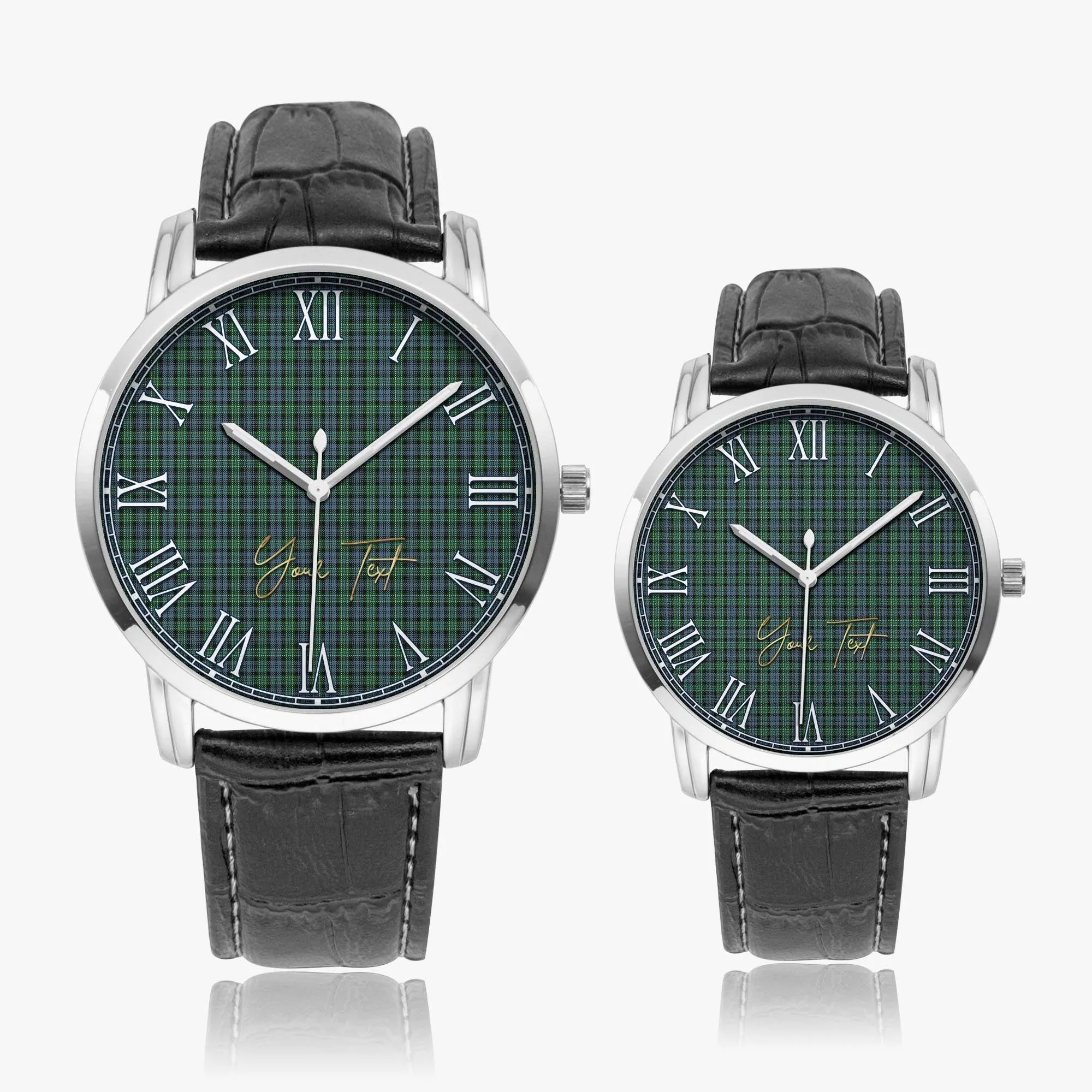 Arbuthnot Tartan Personalized Your Text Leather Trap Quartz Watch