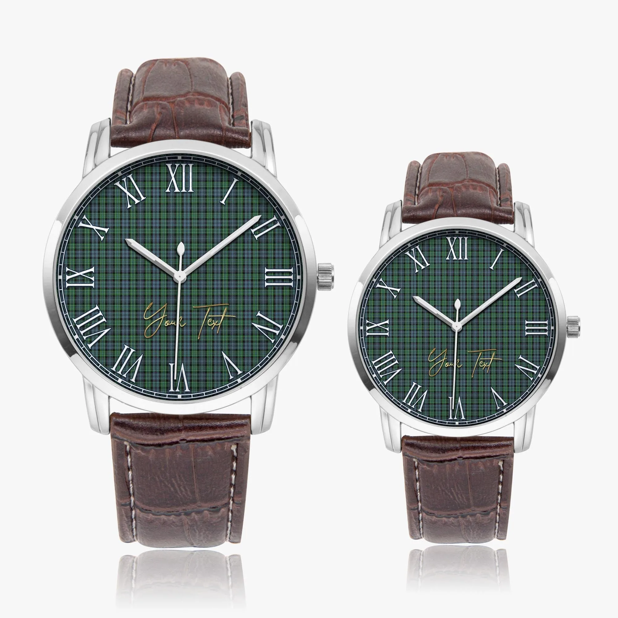 Arbuthnot Tartan Personalized Your Text Leather Trap Quartz Watch