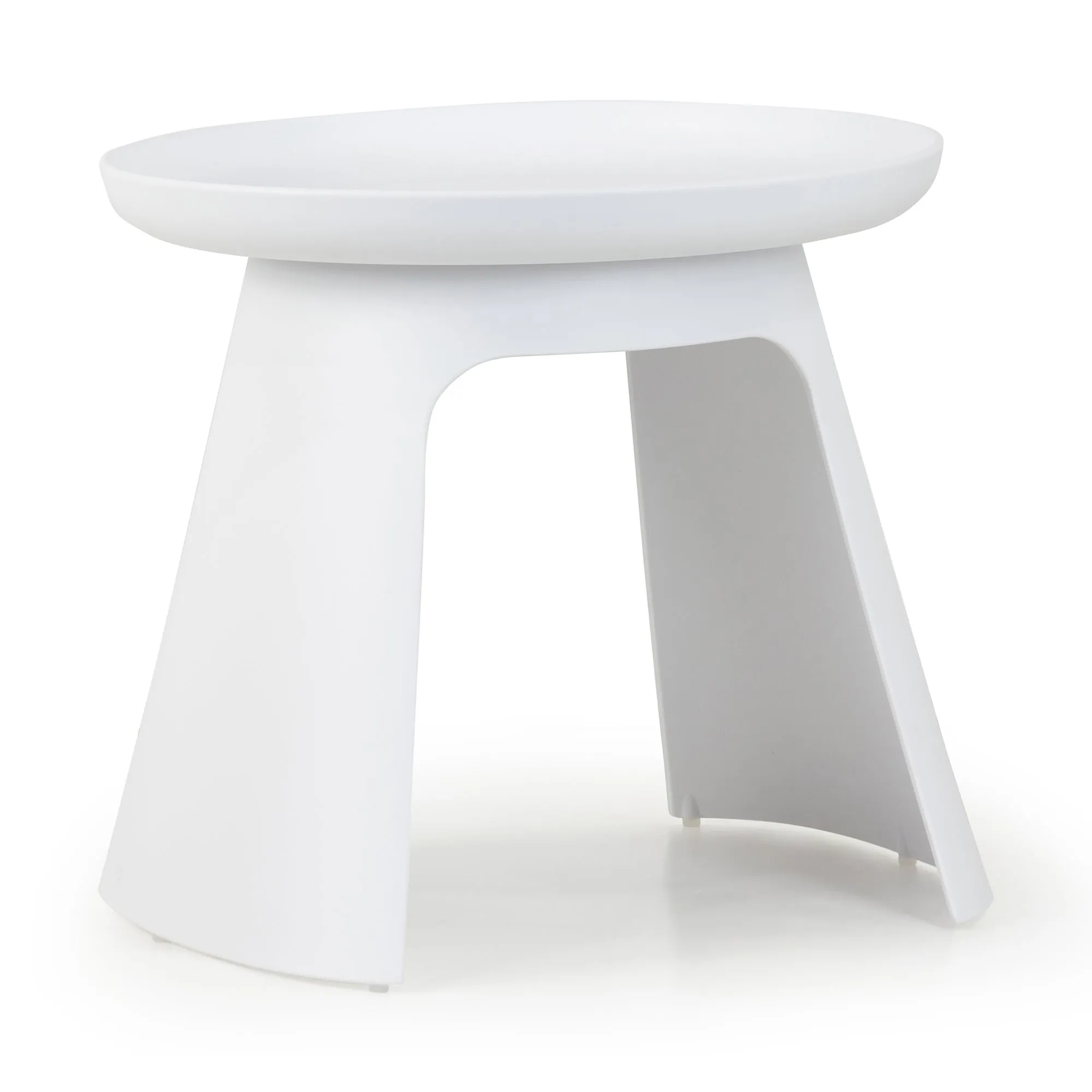Balius White Plastic Round End Table