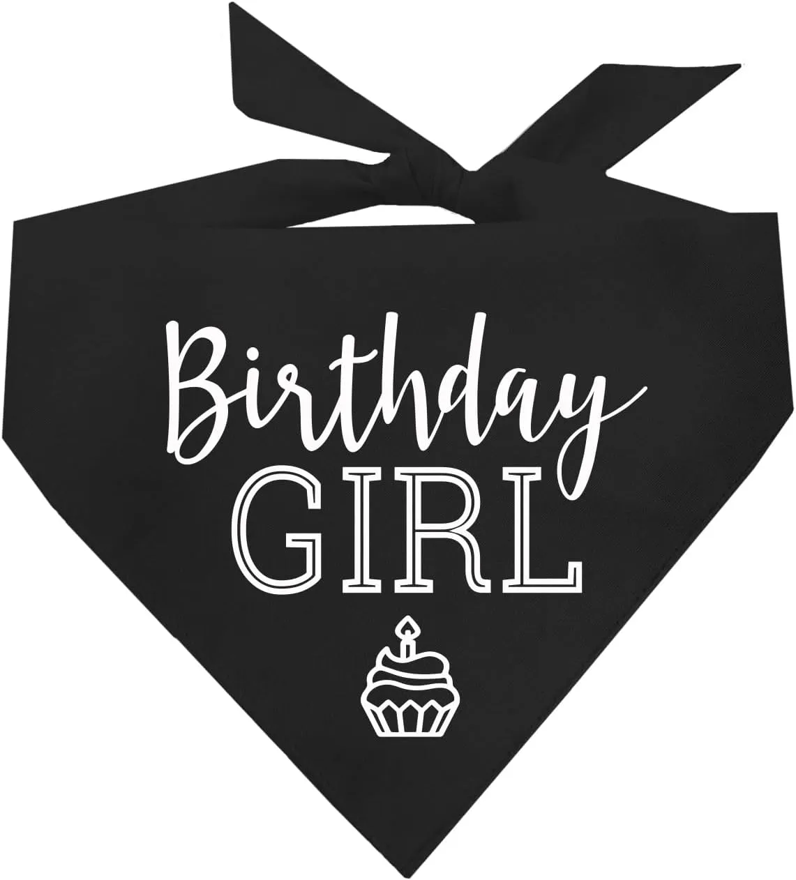 Birthday Girl with Cupcake Dog Bandana | 100% Cotton | Made in USA | Birthday | Pawty | Party Theme | Celebration Supplies | Photoshoot | Black, One Size (215)