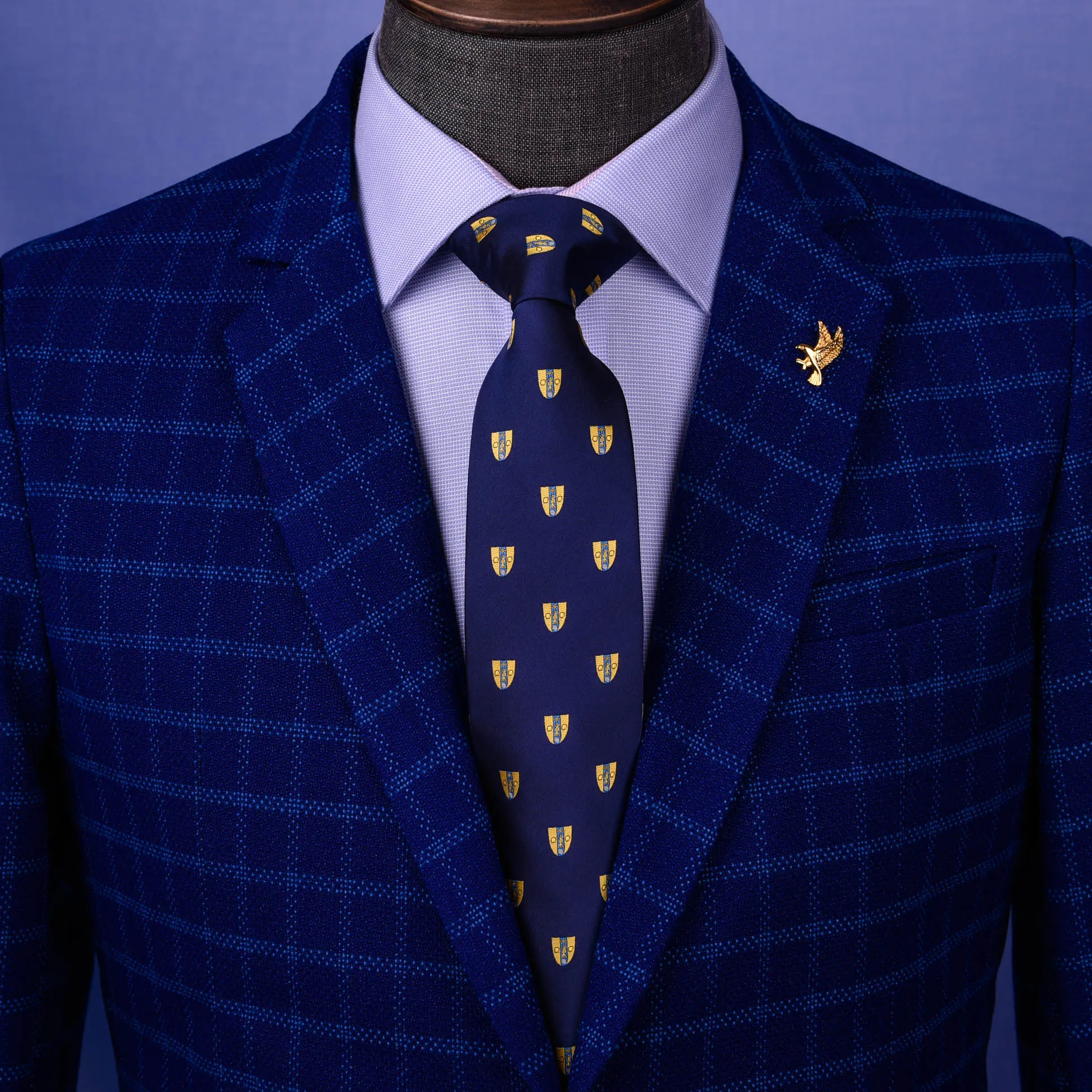 Blue Coat Of Arms 3" Novelty Necktie Business Formal Elegance Smart Ego Man