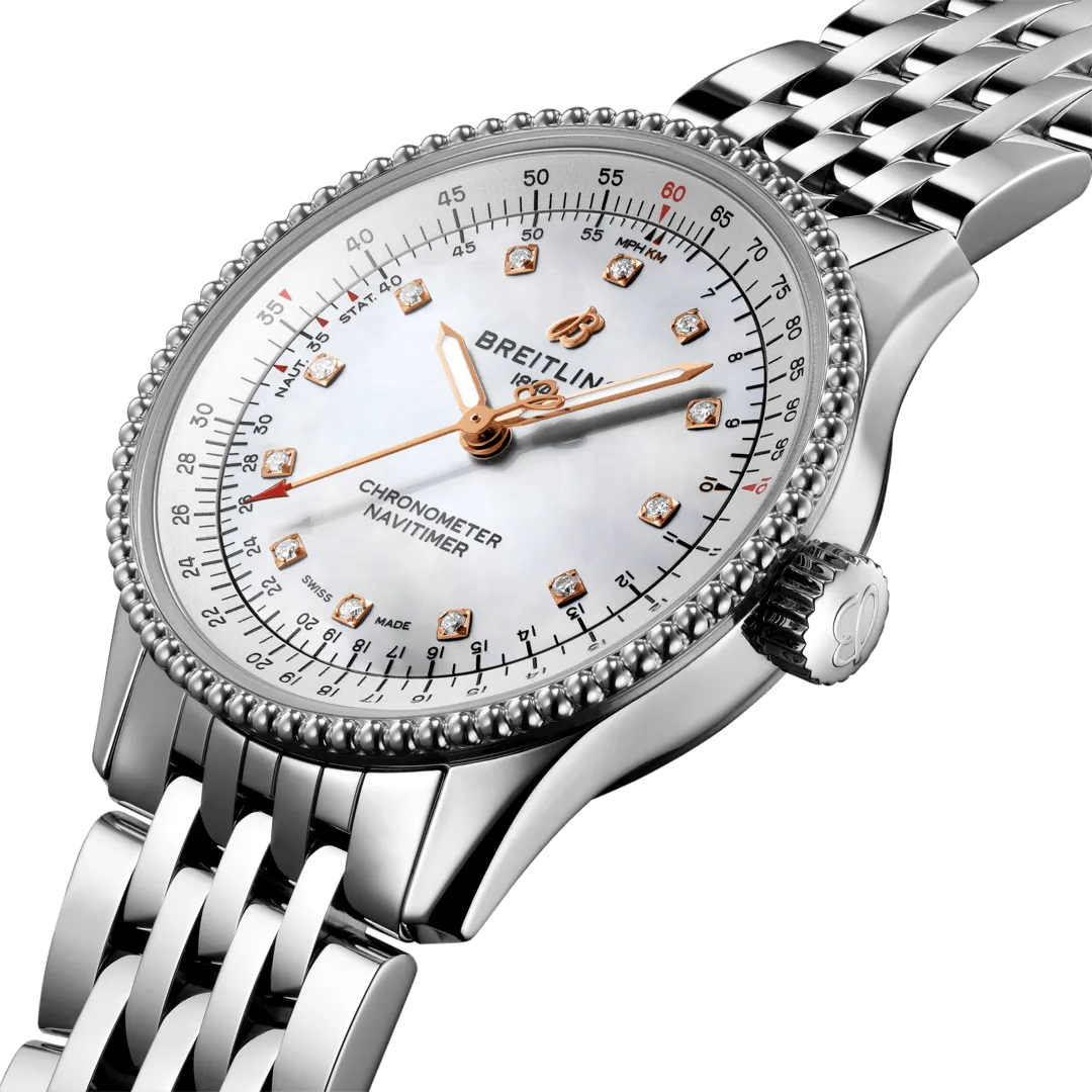 BRT Watch Navitimer AutoMTic 35 Mother Of Pearl Diamonds