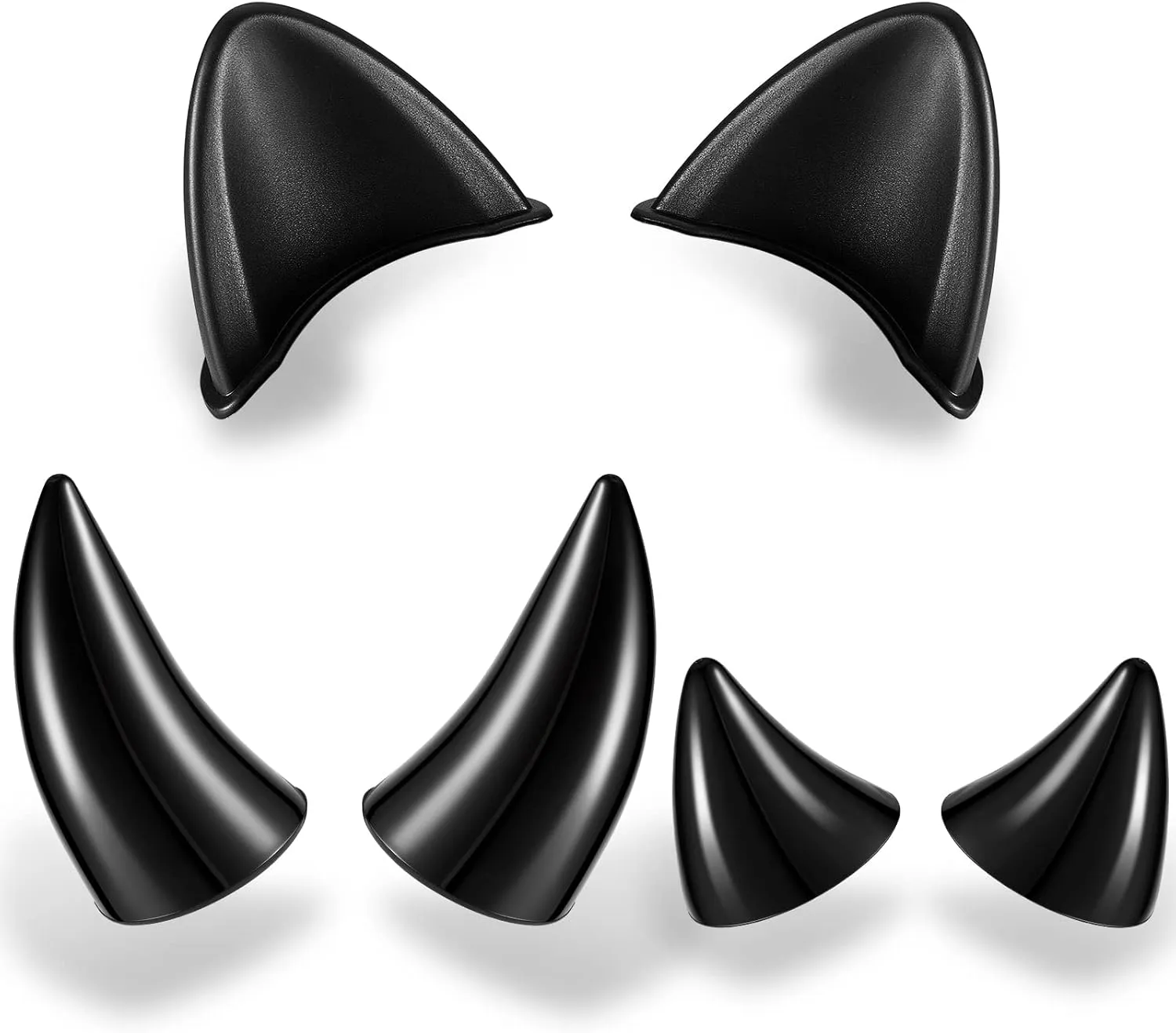 Chunyin 6 Pcs Helmet Cat Ears Large Plastic Devil Horns Ski Helmet Ears Small Stick on Devil Horns with Viscose Suction Cup for Women Men Bike Ski Motorcycle Snowboard (Black)