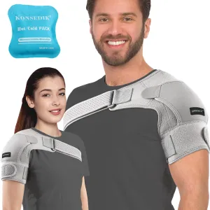 Compression Recovery Shoulder Brace Immobilizer for Torn Rotator Cuff,AC Joint Pain Relief,Dislocation,Arm Stability,Injuries,Tears,Adjustable Fit Supports for Men&Women(Gray, Medium)