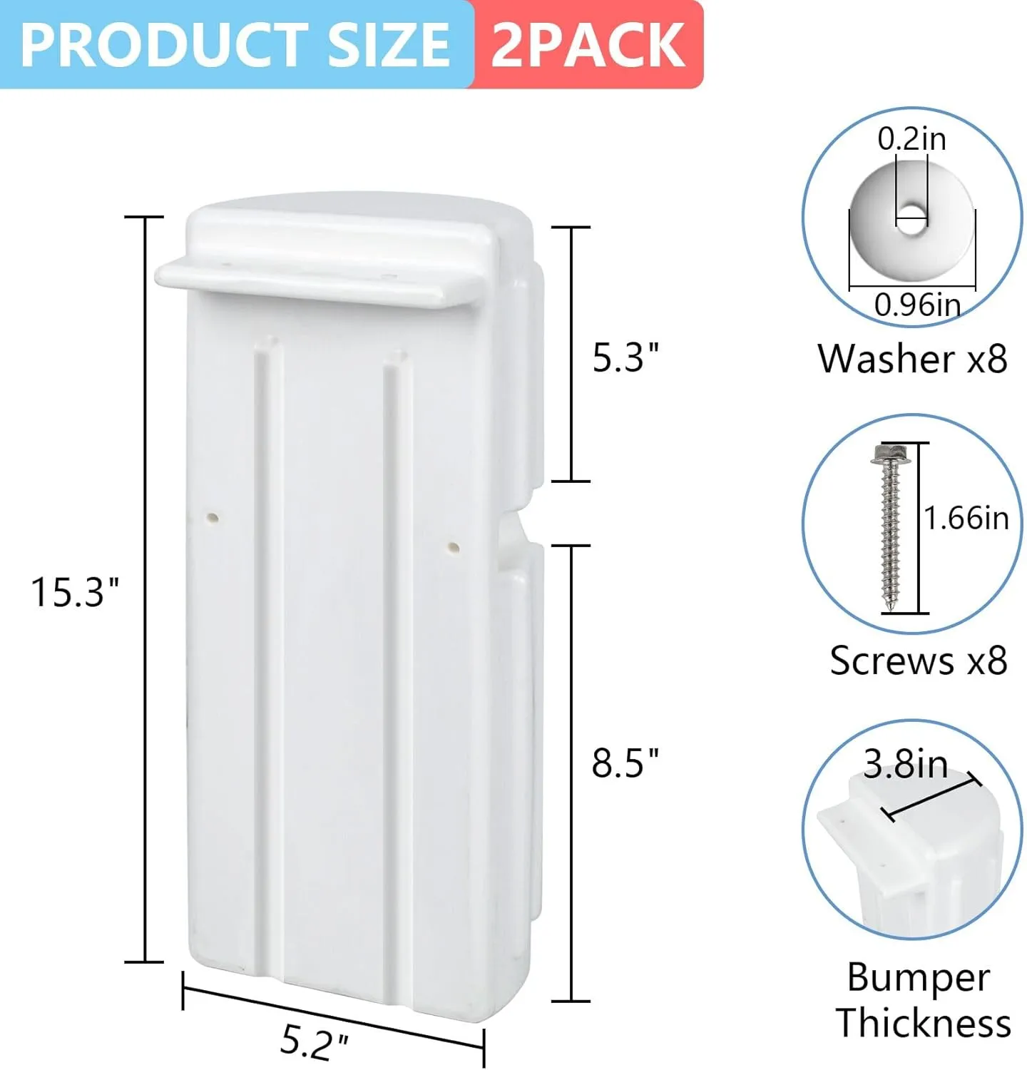 Dock Bumpers,Dock Fenders Bumper,Marine Boat Dock Bumpers,Inflatable Dock Protection for Docking Includes Mounting HardwareWhite/Black/Grey