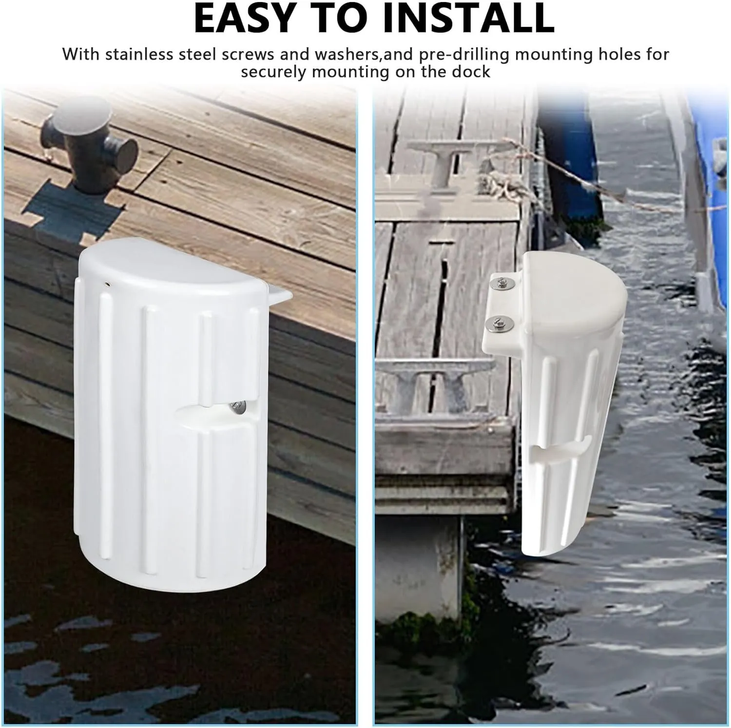 Dock Bumpers,Dock Fenders Bumper,Marine Boat Dock Bumpers,Inflatable Dock Protection for Docking Includes Mounting HardwareWhite/Black/Grey