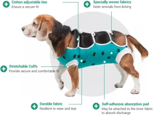 E-Collar Alternative for Cats and Dogs Designed to Protect Abdominal Wounds and Skin Disease. Award Winning and Patented Design Recommended by Veterinarians Worldwide. (X-Large, Green)