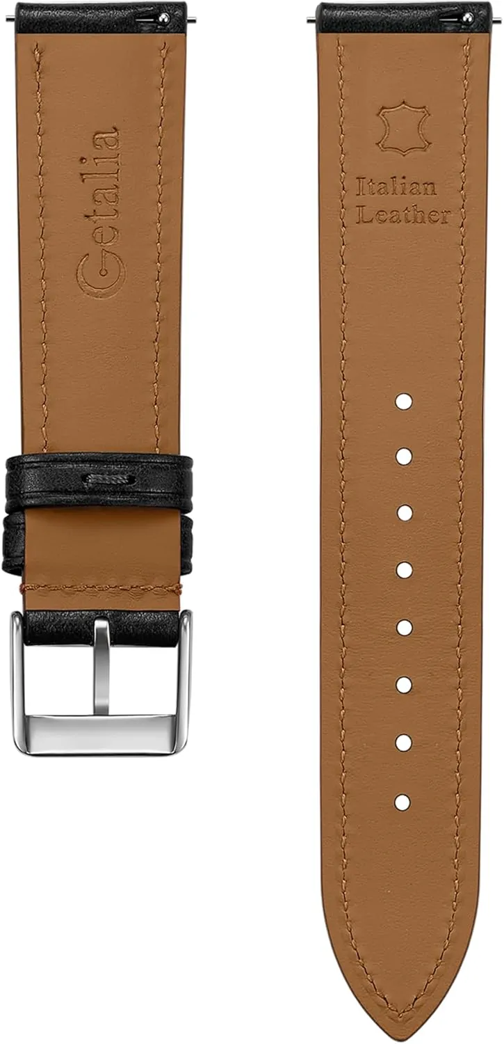 Getalia Italian leather Watch Band Tuscany Natural Vegetable-Tanned Full Grain Genuine Leather,18mm 19mm 20mm 21mm 22mm Quick Release Replacement Watch Straps for Men and Women Thick and Soft