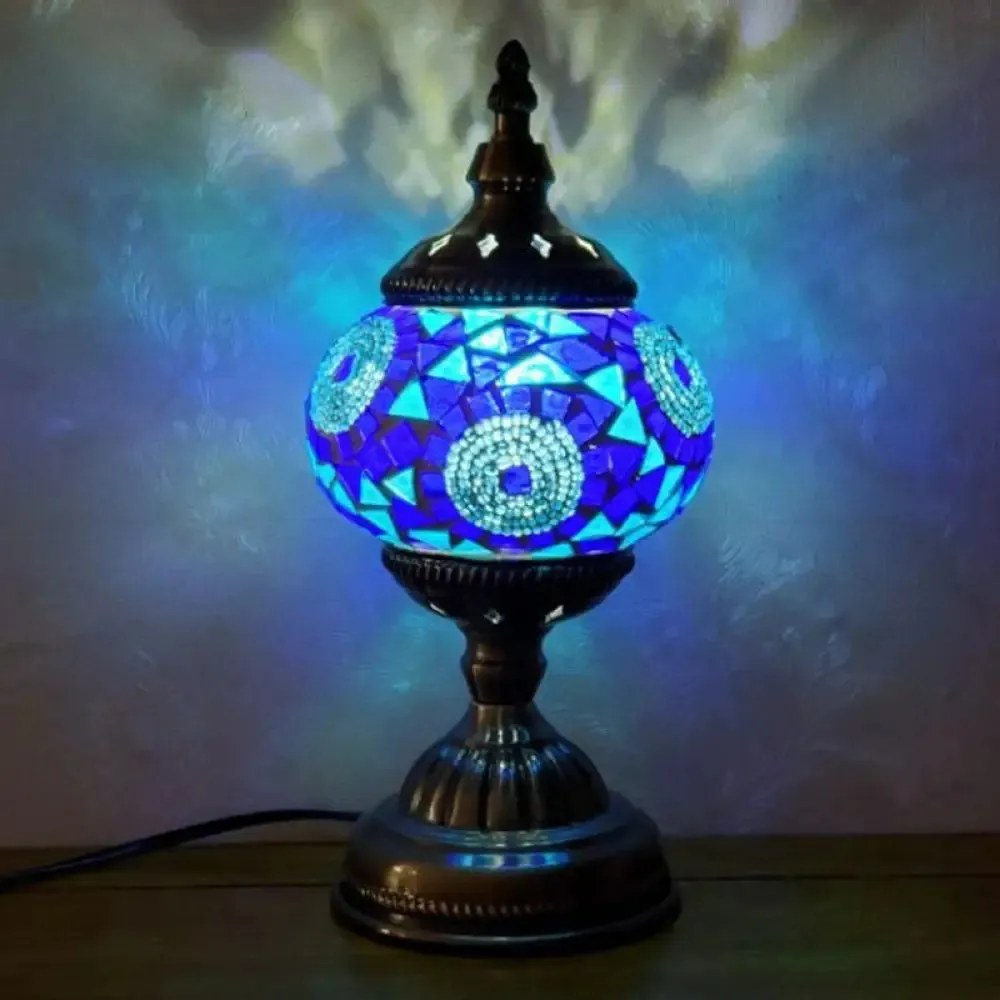 Handcrafted Turkish Stained Glass Nightstand Lamp - Elegant Single-Bulb Table Light for Restaurants