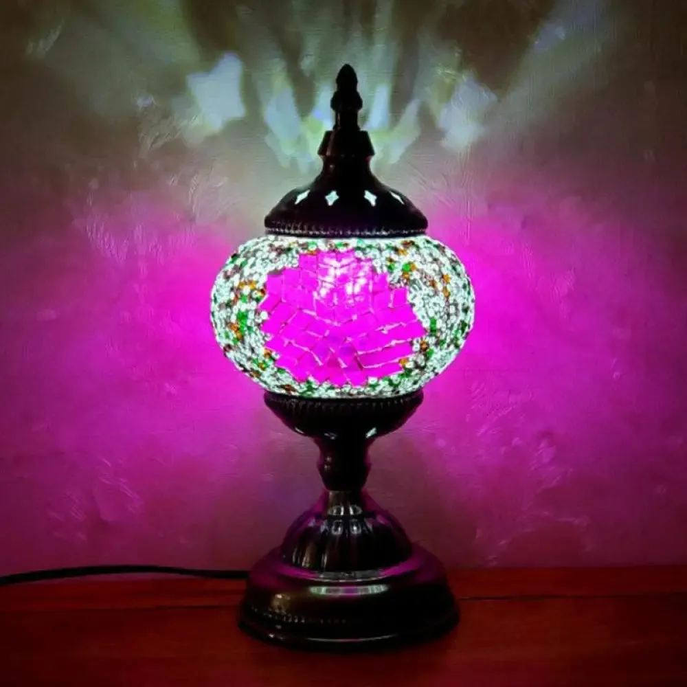 Handcrafted Turkish Stained Glass Nightstand Lamp - Elegant Single-Bulb Table Light for Restaurants