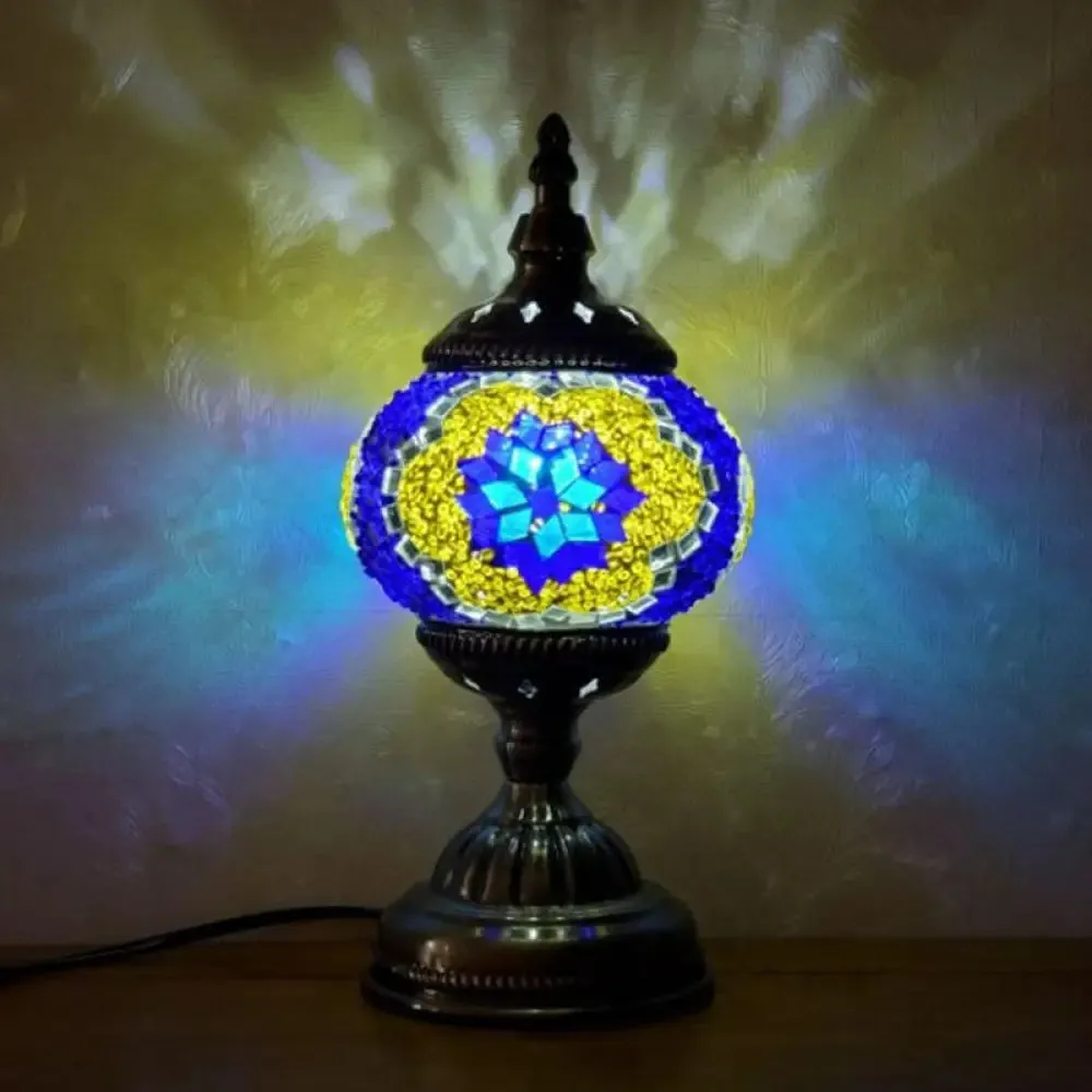 Handcrafted Turkish Stained Glass Nightstand Lamp - Elegant Single-Bulb Table Light for Restaurants