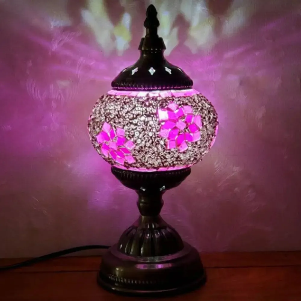 Handcrafted Turkish Stained Glass Nightstand Lamp - Elegant Single-Bulb Table Light for Restaurants