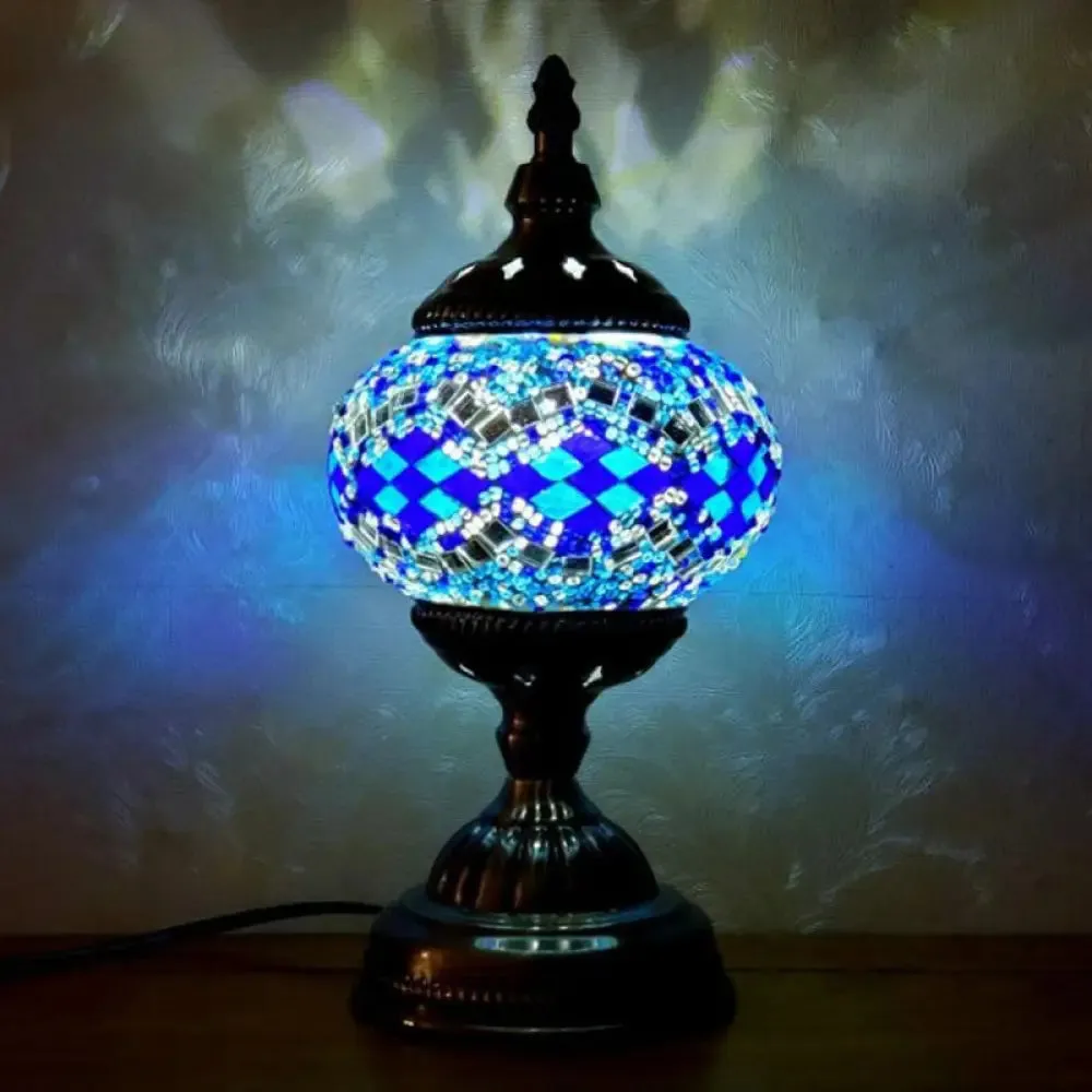 Handcrafted Turkish Stained Glass Nightstand Lamp - Elegant Single-Bulb Table Light for Restaurants