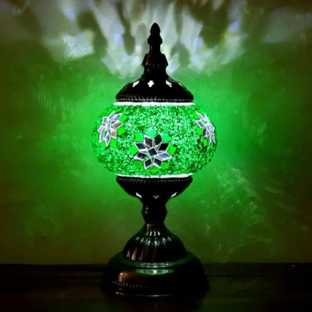 Handcrafted Turkish Stained Glass Nightstand Lamp - Elegant Single-Bulb Table Light for Restaurants