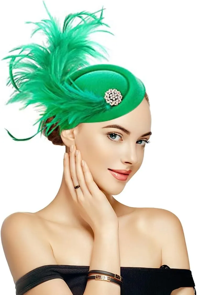 Handmade Fascinators Hat Feathers on a Headband and a Clip 20s 50s Pillbox Hat Derby Tea Party Cocktail Headwear for Women