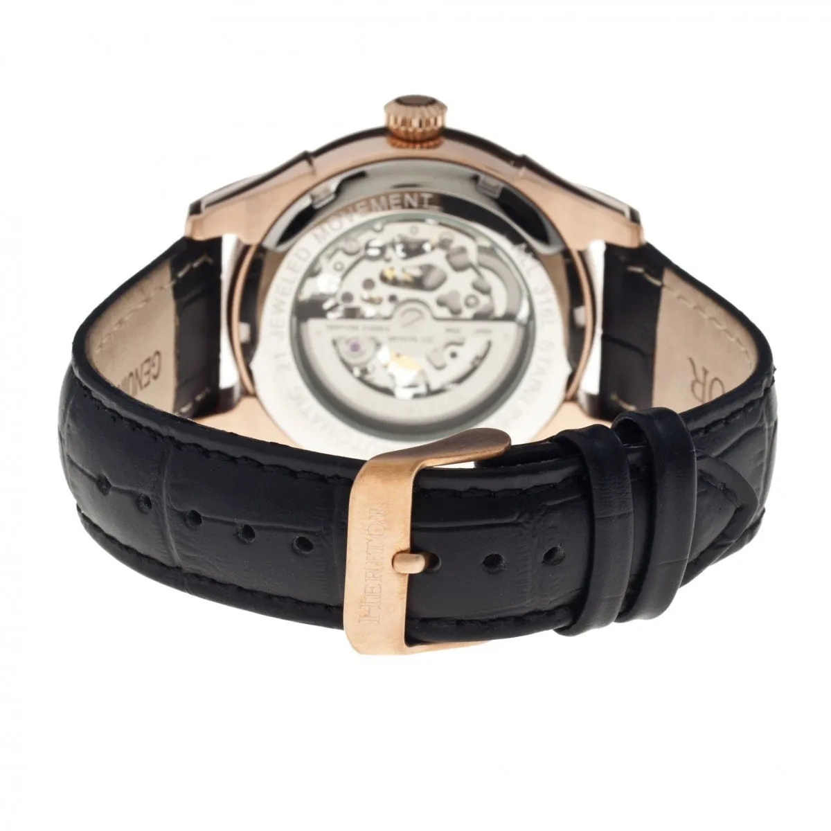 Heritor Automatic Nicollier Skeleton Leather-Band Watch