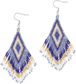 Jeanbeau Tassel Zulu Dangle Drop Earrings for Women, Long Boho Handmade Seed Beads Fringe Danglig Earing Bohemian Summer Beach Jewelry Gift