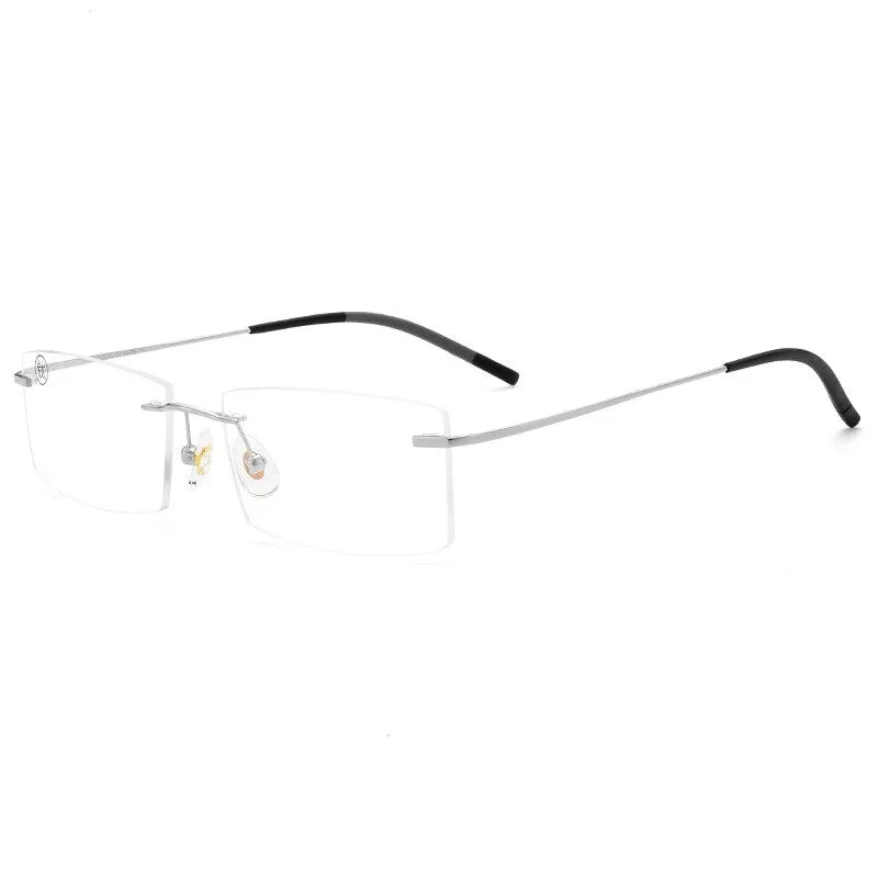 KatKani Men's Rimless IP Titanium AlloySquare Frame Eyeglasses 201703