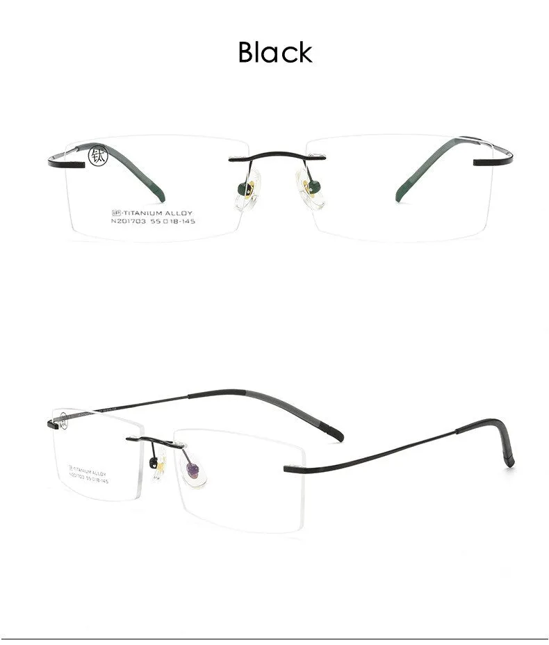 KatKani Men's Rimless IP Titanium AlloySquare Frame Eyeglasses 201703