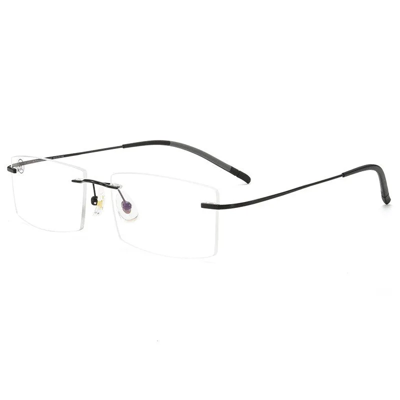 KatKani Men's Rimless IP Titanium AlloySquare Frame Eyeglasses 201703
