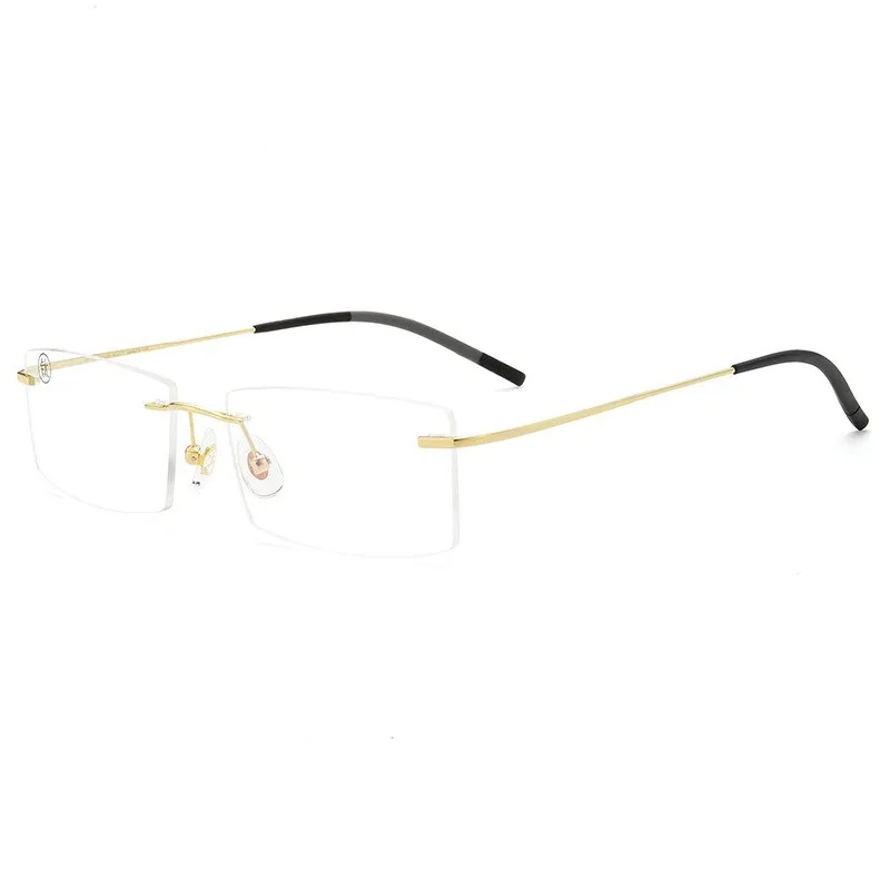 KatKani Men's Rimless IP Titanium AlloySquare Frame Eyeglasses 201703