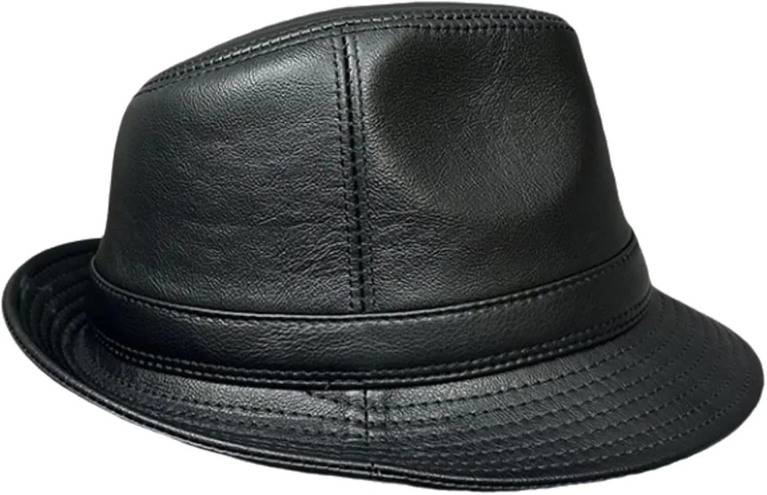 Leather Hat for Men Vintage Trilby Fedora Hat Classic Jazz Hat