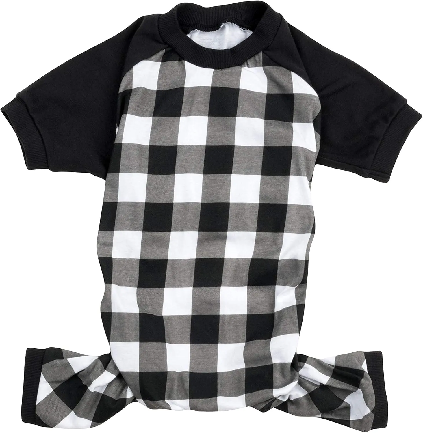 Leveret Dog Pajamas 100% Cotton Black & White Plaid (Size Medium)