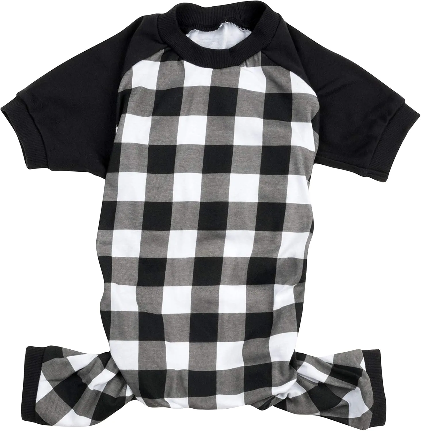 Leveret Dog Pajamas 100% Cotton Black & White Plaid (Size Medium)