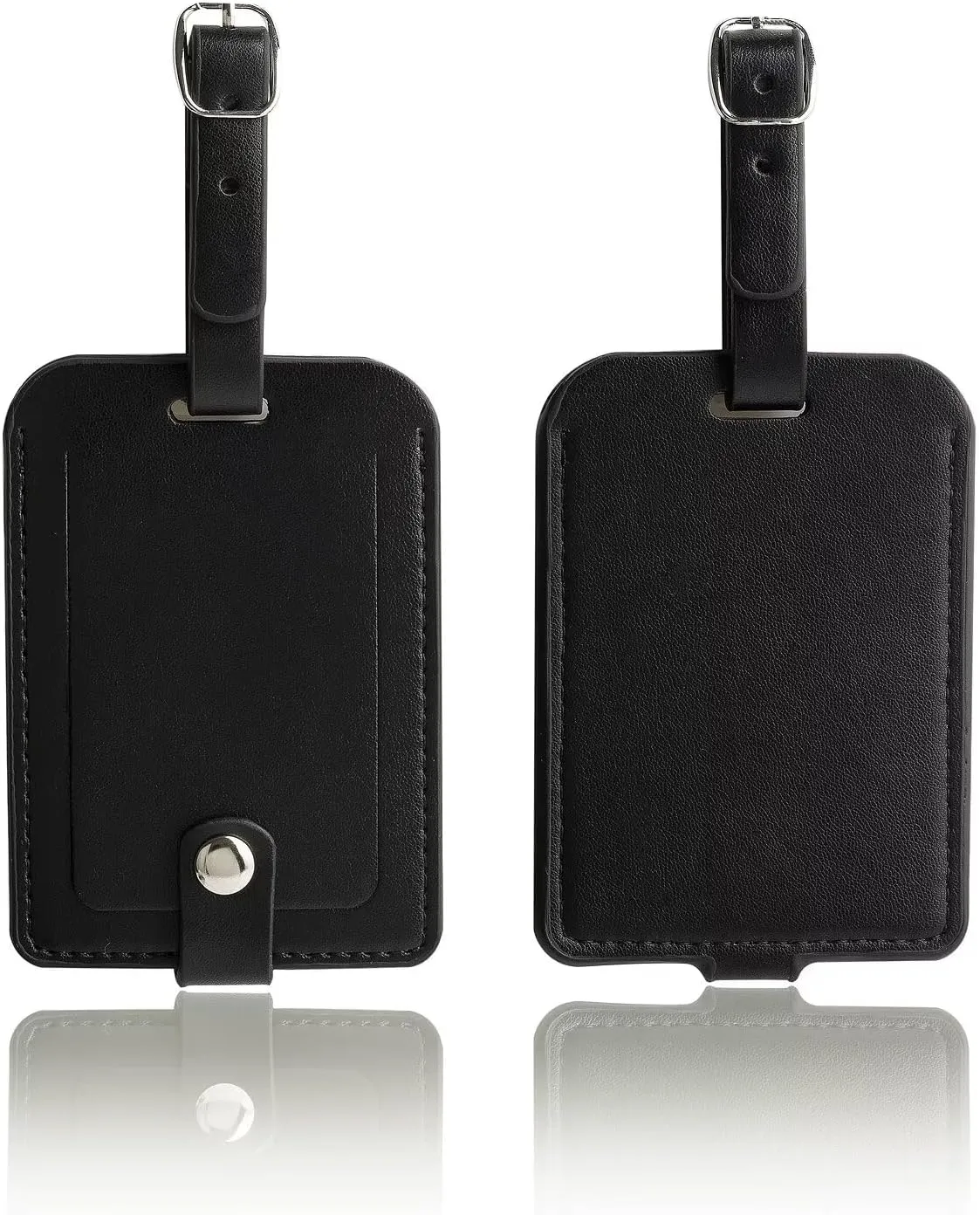Luggage Bag Tags Leather Travel ID Labels Suitcase Name Tags with Snap
