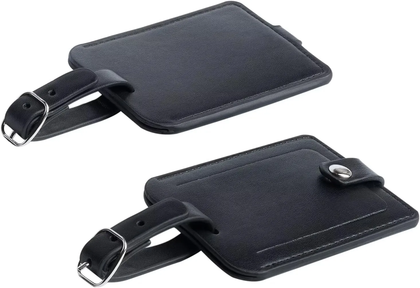 Luggage Bag Tags Leather Travel ID Labels Suitcase Name Tags with Snap