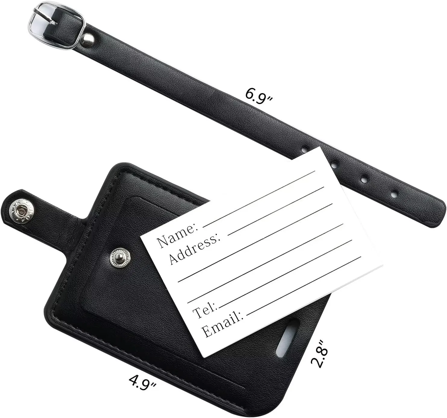 Luggage Bag Tags Leather Travel ID Labels Suitcase Name Tags with Snap