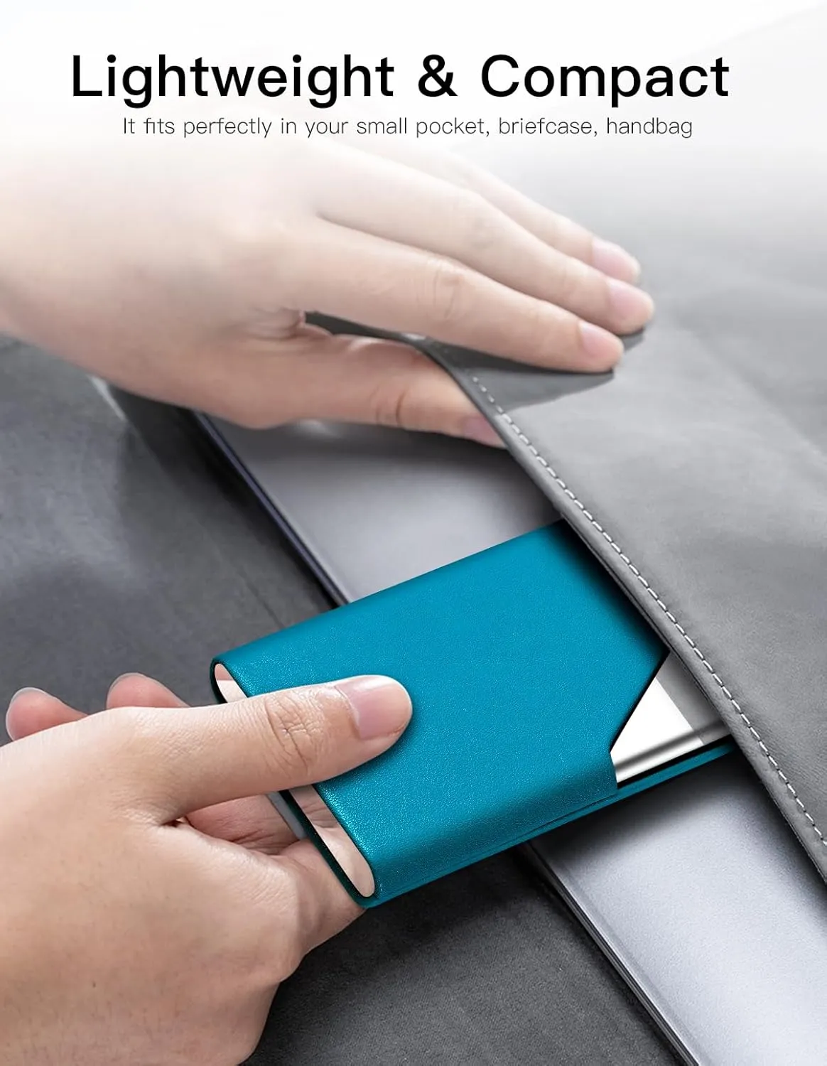 Padike Business Card Holder, Upgraded Leather Business Card Case Pocket Card Holders for Men or Women, Metal Slim Name Card Holder RFID Blocking Business Card Carrier with Magnetic Closure(Y-TQ)