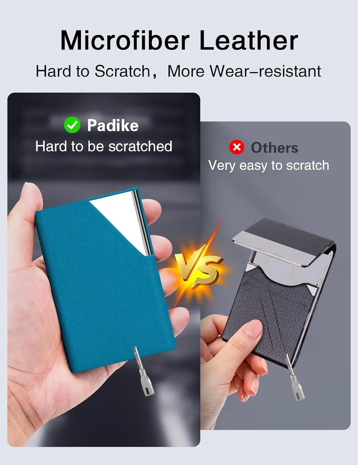 Padike Business Card Holder, Upgraded Leather Business Card Case Pocket Card Holders for Men or Women, Metal Slim Name Card Holder RFID Blocking Business Card Carrier with Magnetic Closure(Y-TQ)
