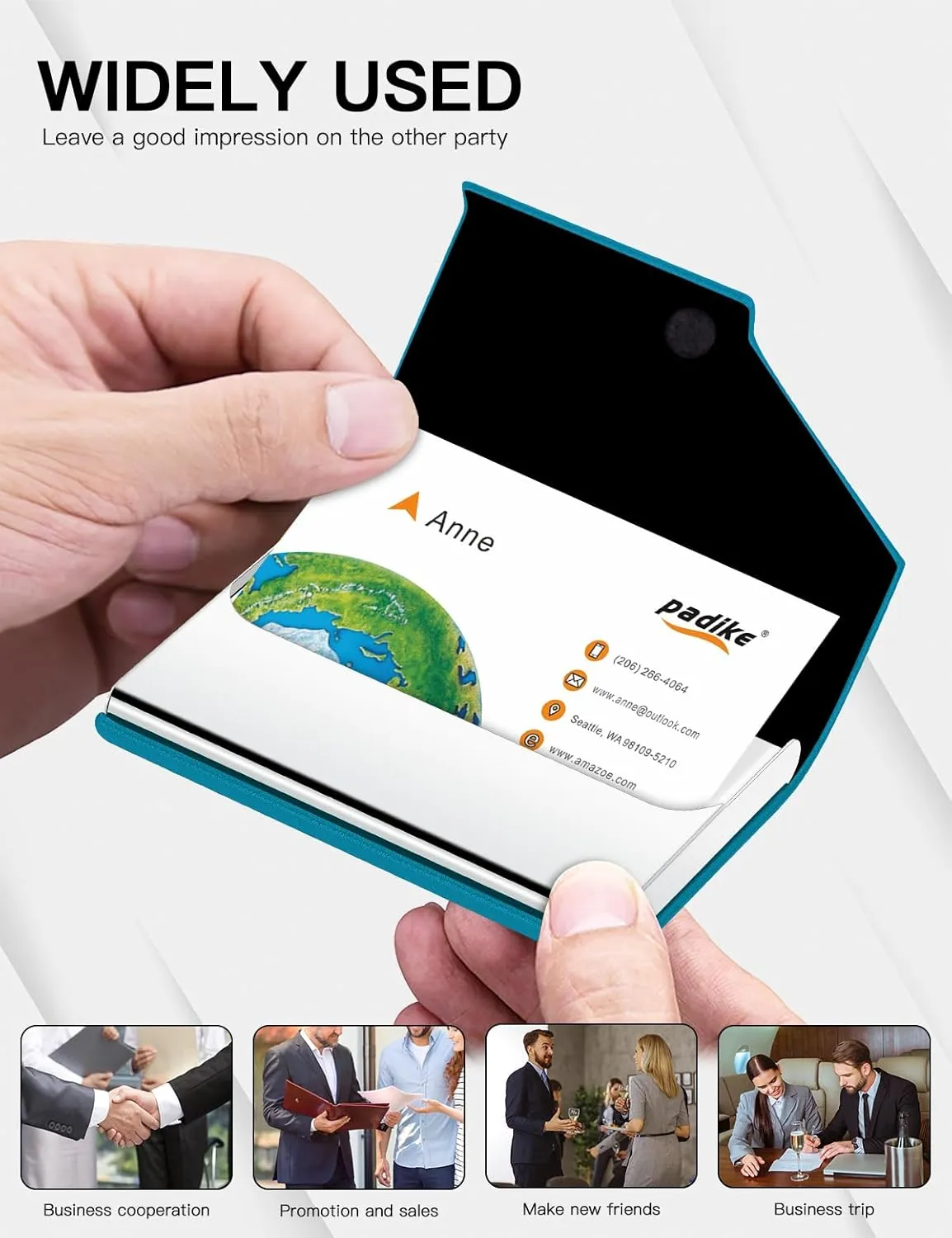 Padike Business Card Holder, Upgraded Leather Business Card Case Pocket Card Holders for Men or Women, Metal Slim Name Card Holder RFID Blocking Business Card Carrier with Magnetic Closure(Y-TQ)