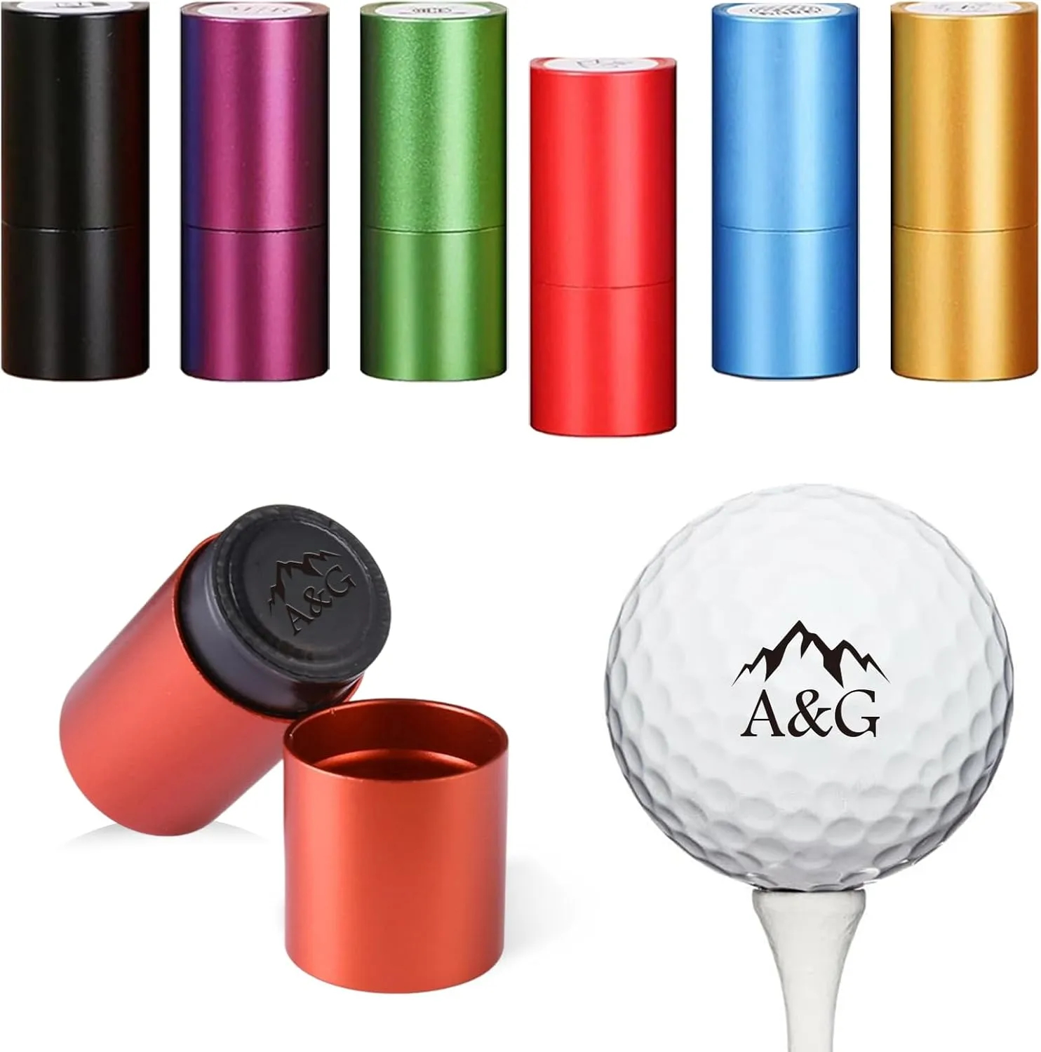 Personalized Golf Ball Stamp, Custom Golf Ball Marker Stamp, Create Your Unique Mark on Golf Balls, Waterproof Golf Ball Stamper, Golf Accessories Customized Gifts (Red)