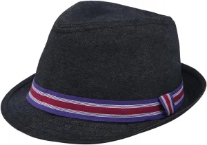 Premium Jeans Fabric Striped Band Fedora Hat - Diff Colors