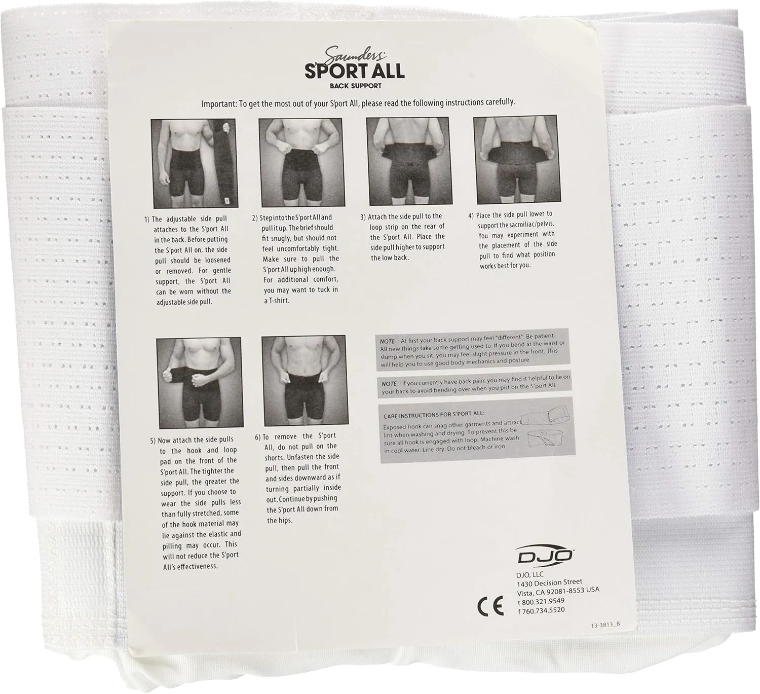 Saunders S'port All Back Support with White Compression Shorts: Men's, Small (Waist: 28" - 30")