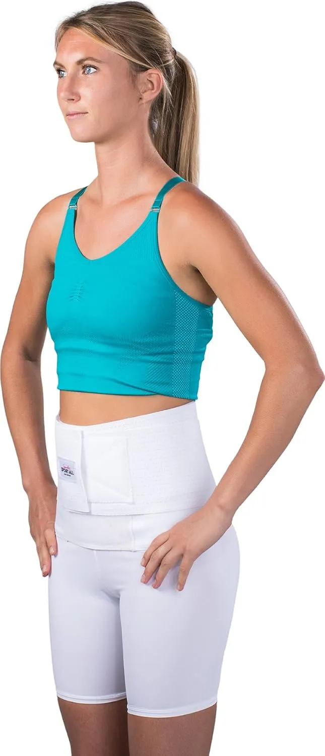 Saunders S'port All Back Support with White Compression Shorts: Men's, Small (Waist: 28" - 30")