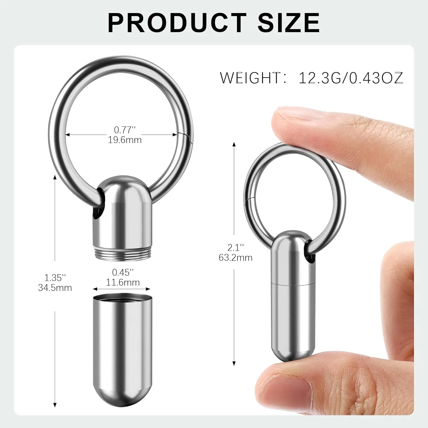 Small Pill Case Keychain Portable Pill Container Waterproof Titanium Pocket Pill Organizer, Tiny Pill Holder Bottle for Travel