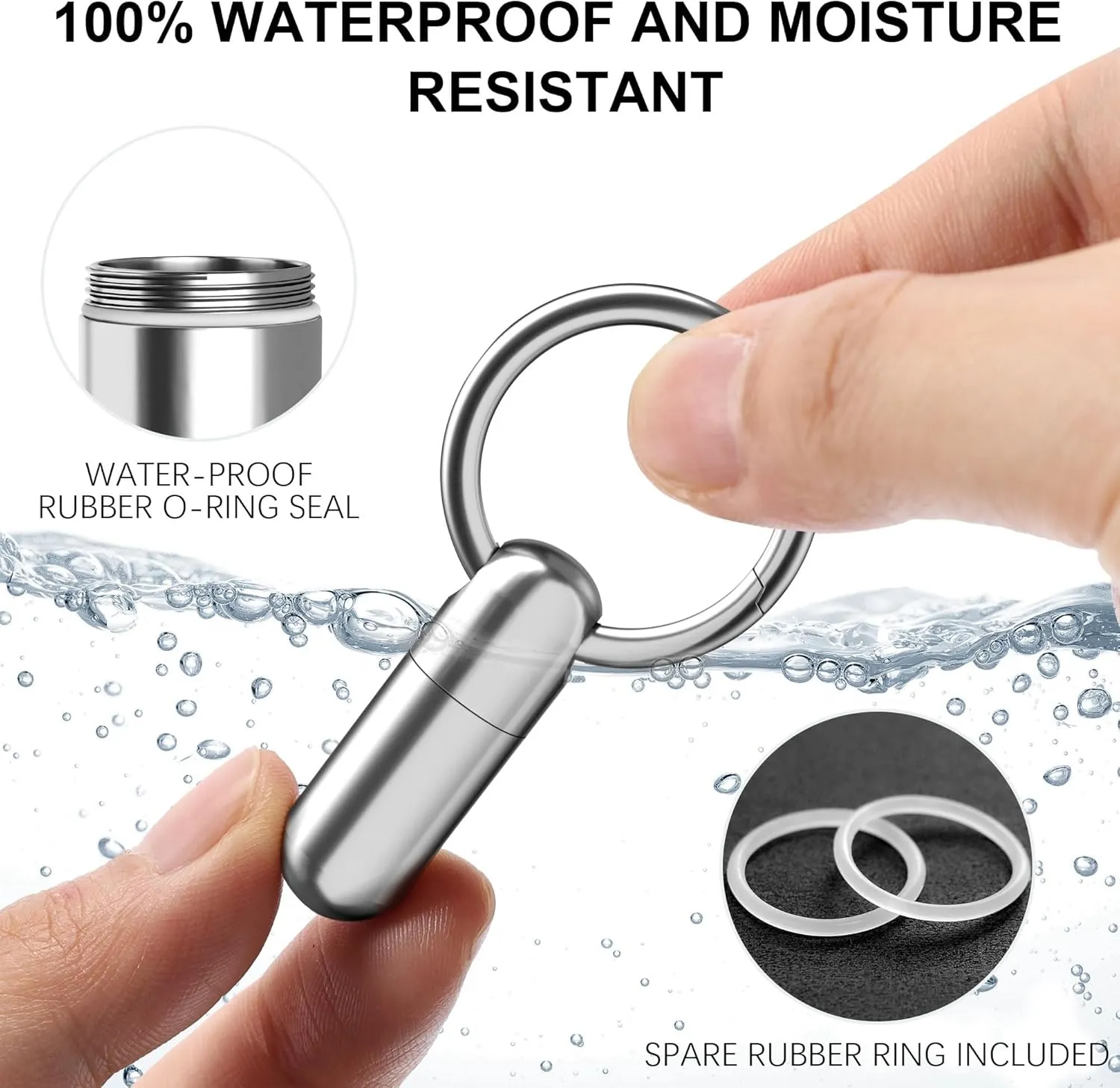Small Pill Case Keychain Portable Pill Container Waterproof Titanium Pocket Pill Organizer, Tiny Pill Holder Bottle for Travel