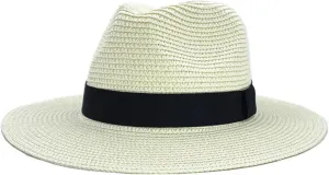 Straw Panama Sun Hats for Women Men Summer Wide Brim Fedora Beach Hat Unisex Uv Protection Sunshade Cap Sun Hat